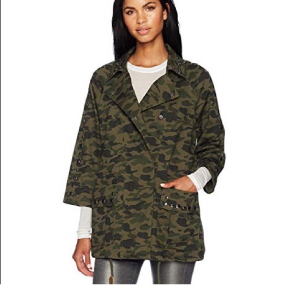 Rebecca Minkoff Monarda Green Camo Studded Jacket